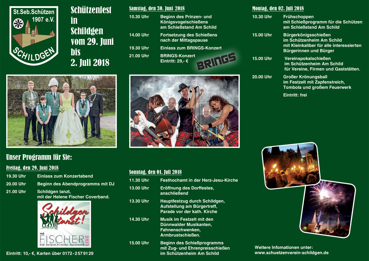 Schützenfest in Schildgen 2018: Programm