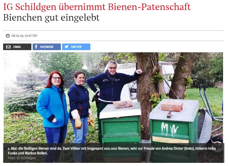 Bergisches Handelsblatt: IG Schildgen übernimmt Bienen-Patenschaft