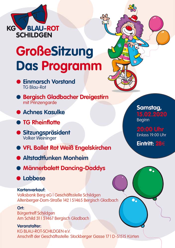 Karnevalssitzung KG Blau Rot Schildgen 2020